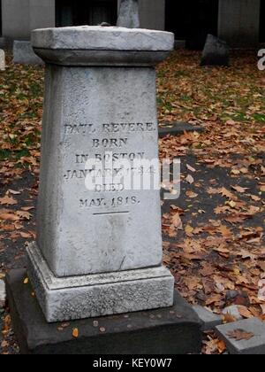 Paul Revere's Marker, Boston, Mass. Stockfoto