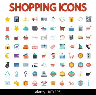 Shopping Icons einstellen. Flache Vektor zugehörige Symbol für Web und mobile Anwendungen. Es kann als-Logo, Piktogramm, Icon, infografik Element verwendet werden. Vect Stock Vektor