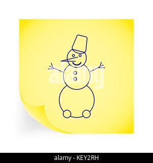 Schneemann. Einzelnen Symbol auf gelbem Papier. Vector Illustration. Stock Vektor