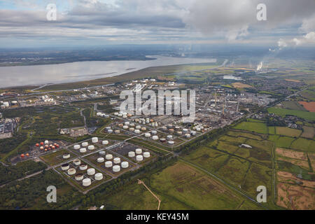 Eine Luftaufnahme des Stanlow Raffinerie, Ellesmere Port, Cheshire Stockfoto