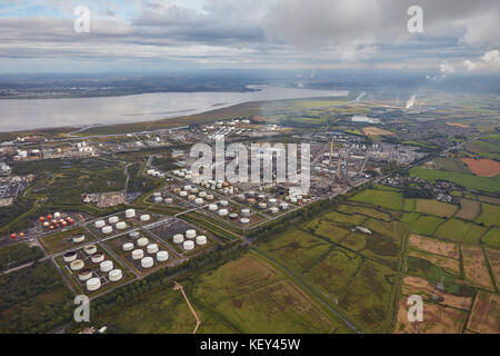 Eine Luftaufnahme des Stanlow Raffinerie, Ellesmere Port, Cheshire Stockfoto