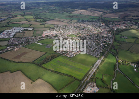 Ein Luftbild der Stadt Schwanebeck in Somerset, South West England Stockfoto