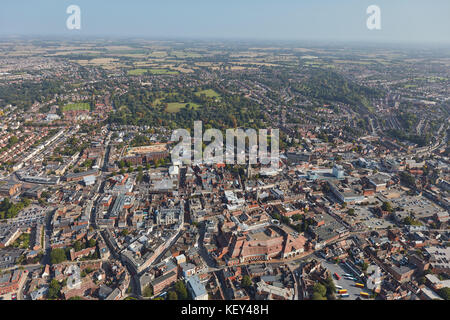 Eine Luftaufnahme des Zentrum von Ipswich, der Hauptstadt der Grafschaft Suffolk Stockfoto