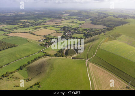 Ein Luftbild der South Downs in der Nähe von Devils Dyke, West Sussex Stockfoto