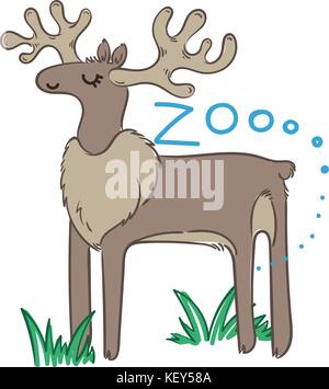 Abbildung: Doodle cute Deer, handgezeichnete Grafik. Vektor Cartoon Stock Vektor