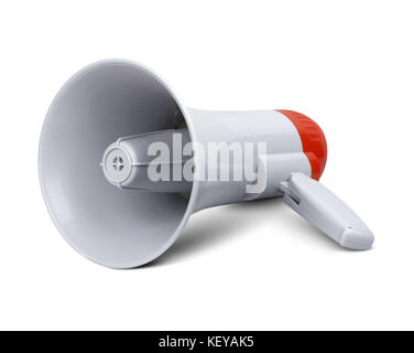 Megaphon auf Weiß, Freistellungspfad Stockfoto