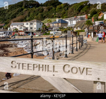 Steephill Bucht auf der Isle of Wight in der Nähe von Ventnor. Die Bucht kann nur zu Fuß von Besuchern erreicht werden. Stockfoto