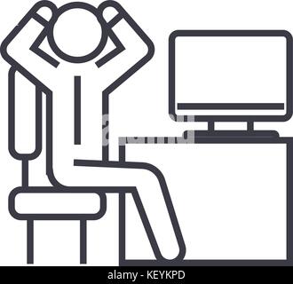 In dem Bestreben, Geschäftsmann, der in Office lineare Symbol, Zeichen, Symbol, Vektor auf isolierten Hintergrund Stock Vektor