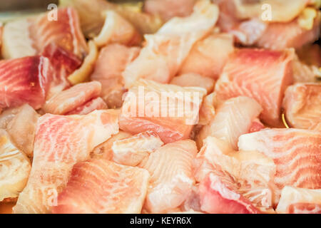 Frischen Seeteufel Filet auf Eis für Verkauf an den Markt. Stockfoto