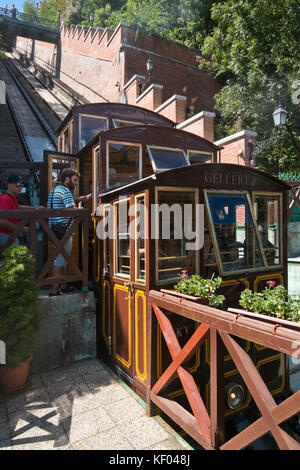 Vertikale Ansicht der Standseilbahn in Budapest. Stockfoto