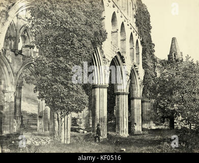 Rievaulx Abbey, North Yorkshire, 1850 - 1910. Unbekannter Fotograf, Eiklar drucken. Die Ruinen von Rievaulx Abbey, das erste Zisterzienserkloster im Norden Stockfoto