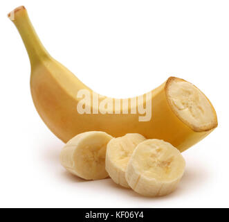 Reife Banane auf weißem Hintergrund Stockfoto
