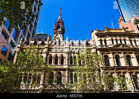 Die circa 1889 Olderfleet Gebäude (Bild Mitte) in der Collins Street Melbourne. In den frühen 1890er Jahren unter den Mietern die Waren Woolbrokers Association Stockfoto