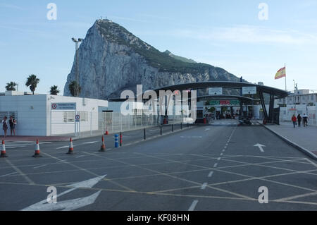 Die Grenze mit Spanien, Gibraltar, September 2017 Stockfoto