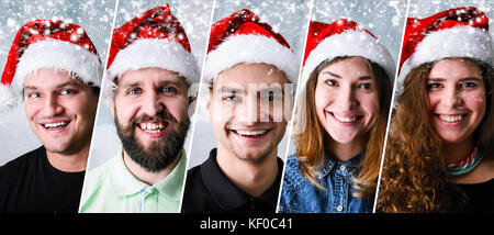 Menschen tragen Santa Hut Stockfoto