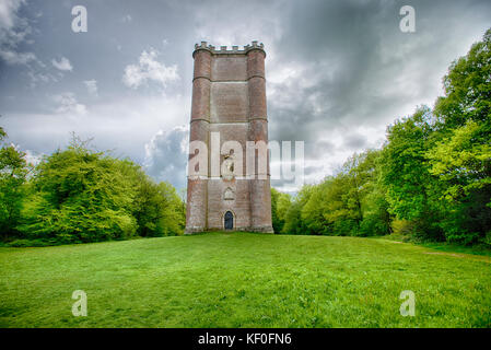 King Alfred's Tower, auch bekannt als The Folly of King Alfred the Great oder Stourton Tower, ist ein Torfsturm in Brewham, Somerset. Stockfoto