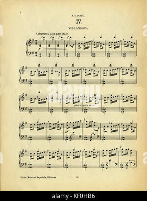 Enrique Granados, Kerbe für Villanesca zu A.T. Tasso gewidmet. Öffnen der Seite der gedruckten Notation für Danzas Espanolas IV. Durch die Union musikalische Espanola veröffentlicht. Der spanische Komponist, 27. Juli 1867 - 24. März 1916 Stockfoto