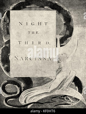 „Night the Third, Narcissa“, Titelseite zu William Blakes „Night Thoughts“. Englischer Dichter, Maler und Grafiker: 28. November 1757 – 12. August 1827. Stockfoto