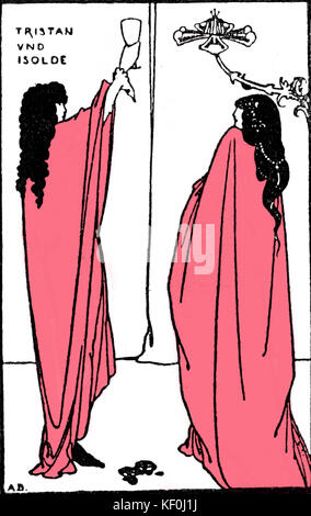 Richard Wagners Tristan und Isolde. Zeichnung von Aubrey Beardsley, 1896. RW: deutsche Komponist & Autor, 22. Mai 1813 - vom 13. Februar 1883. AB: Deutsch Illustrator, 21 August 1872 - 16. März 1898. Getönte Ausführung. Stockfoto