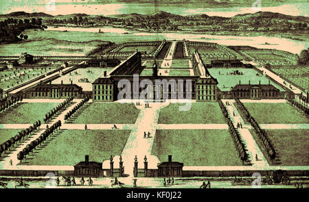 Royal Hospital Chelsea erbaut von Sir Christopher Wren, als es 1690 erschien. CW: (20. Oktober 1632 - vom 25. Februar 1723) aus dem 17. Jahrhundert englische Designer, Astronom, Architekt. Getönte Ausführung. Stockfoto