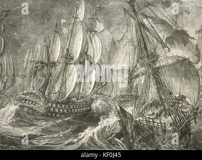 Schlacht von Quiberon Bay, 20. November 1759 Stockfoto