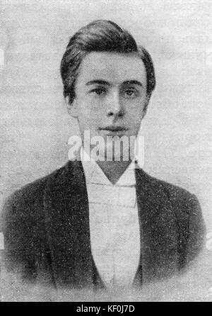 Alexander Skrjabin im Jahre 1890. Russische Komponist und Pianist. 6. Januar 1872 bis 27. April 1915. Stockfoto