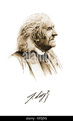 Franz Liszt alte signiertes Portrait, Profil - ungarische Pianist und Komponist. 22. Oktober 1811 - vom 31. Juli 1886. Stockfoto