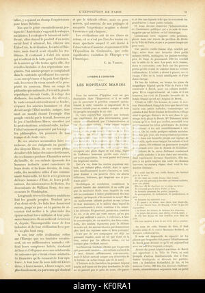 Dieses Bild zeigt Seite 91 aus dem offiziellen Katalog der Pariser Ausstellung 1889. Es dokumentiert wichtige Exponate und Innovationen der Veranstaltung und zeigt die technologischen, künstlerischen und kulturellen Errungenschaften, die während der Ausstellung Universelle gezeigt wurden. Stockfoto