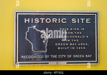 Oldtimer und historische McDonald's Zeichen 1959 in Green Bay, Wisconsin. Die erste McDonald's in Green Bay, Wisconsin, USA. Stockfoto