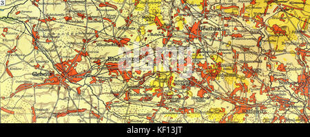 Eine alte Karte aus lange Diercke, die die Region Sachsen, Deutschland, einschließlich Oberschlesien, darstellt. Diese historische kartographische Darstellung bietet einen detaillierten Einblick in die geographische und politische Gestaltung des Gebiets im frühen 20. Jahrhundert. Stockfoto