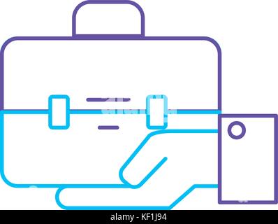 Line Geschäftsmann mit Aktenkoffer Portfolio in der Hand Stock Vektor