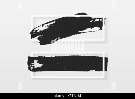 Bürste schwarz streichen Textur in einem Rahmen. Pinsel dunkel Aquarell Hintergrund. Stock Vektor