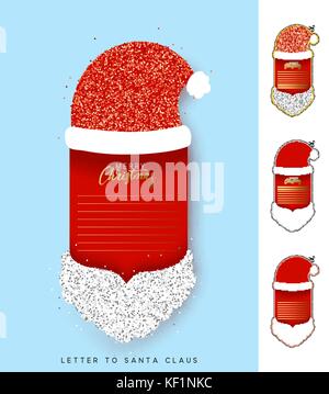 Notizbuch aus Papier santa claus. Weihnachten Design Elemente Stock Vektor