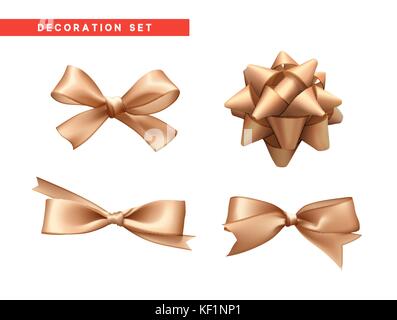 Bögen beige realistischem Design. isolierte Geschenk Bögen mit Bändern Stock Vektor
