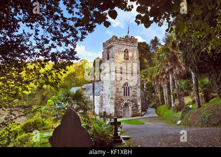 St nur im Roseland Kirche, Roseland Halbinsel, Cornwall, Großbritannien Stockfoto