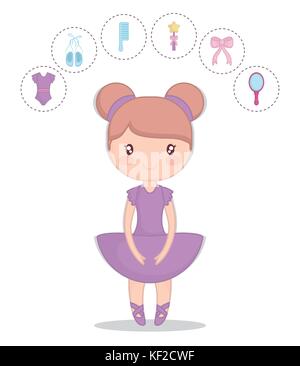 Cartoon Ballet Ballerina und Schönheit verwandte Symbole Um auf weißem Hintergrund bunte Design Vector Illustration Stock Vektor