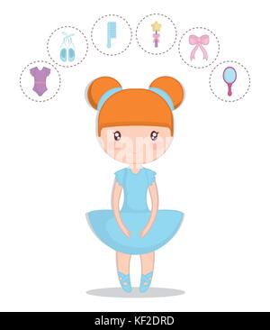 Cartoon Ballet Ballerina und Schönheit verwandte Symbole Um auf weißem Hintergrund bunte Design Vector Illustration Stock Vektor