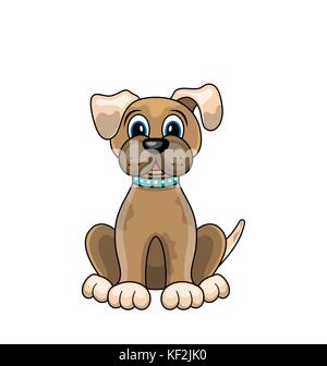 Cartoon Hund im Ring auf weißem Hintergrund sitzen Stock Vektor