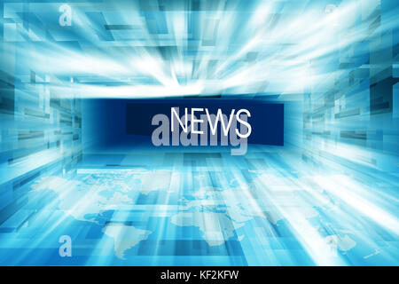 Futuristisch, Modern, High-tech geschlossenen News Studio Hintergrund, Nachrichten Text in Sicht Stockfoto
