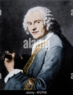 Jean Joseph Cassanéa de MONDONVILLE. Pastellfarben von Quentin de la Tour. Französische Geiger, Komponist, Hof Musikalische Leitung 1711-1772. Eingefärbte Version. Stockfoto