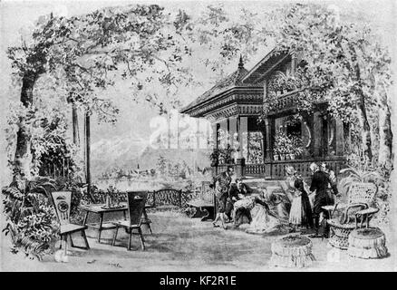 Letzte Szene der Oper Fedora von Umberto Giordano. Zeichnung von einem Bonamore. UG: die italienische Oper Komponist, 28. August 1867 - 12. November 1948 Stockfoto