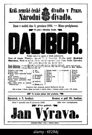 Dalibor Poster - tschechische Oper in drei Akten von Bedrich Smetana. Am Nationaltheater, Prag, 5. Dezember 1886 durchgeführt. BS: böhmische Komponist, 2. März 1824 bis 12. Mai 1884. Stockfoto