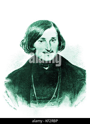 Nikolai Vassilievich Gogol - Porträt - russische Schriftsteller - 1809-1852.  Werke basierend auf seiner Romane von Tschaikowski, Rimski-Korsakow, MUSSORGSKY, MARTINU, JANACEK, SEROW und anderen Komponisten Stockfoto