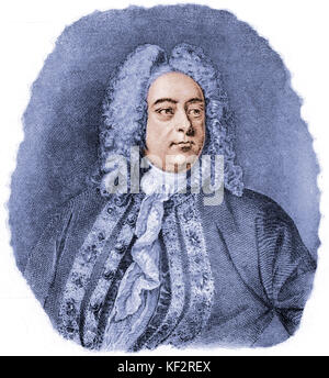 Georg Friedrich Händel aus einer Zeichnung durch P Wurster. Deutsch-englischer Komponist, 23. Februar 1685 - 14. April 1759 Stockfoto