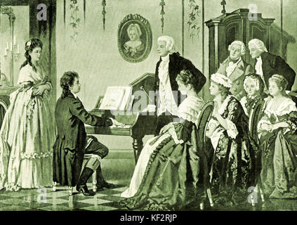 Beethoven spielen bei Amadeus, 1787. Beethoven im Alter von 17 Ludwig van Beethoven. Deutscher Komponist 1770-1827 Stockfoto