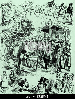 Bedrich Smetana Die verkaufte Braut. Szenen aus der Oper veröffentlicht den hundertsten Leistung in der vorläufigen Theater, Prag 1881 zu markieren. Lithographie nach einer Zeichnung von Jan Vilimek 1860-1938 tschechischen Komponisten (1824-1884). Stockfoto