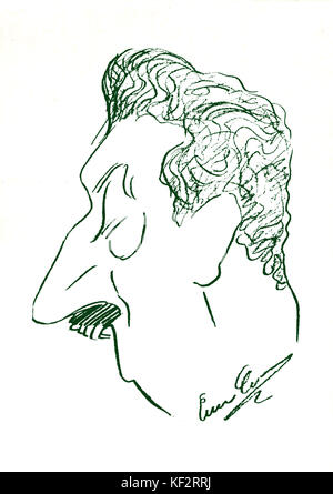 PUCCINI, Giacomo - Karikatur von Caruso, Porträt Italienischer Komponist (1858-1924), italienischer Komponist: 22. Dezember 1858 - vom 29. November 1924. Stockfoto