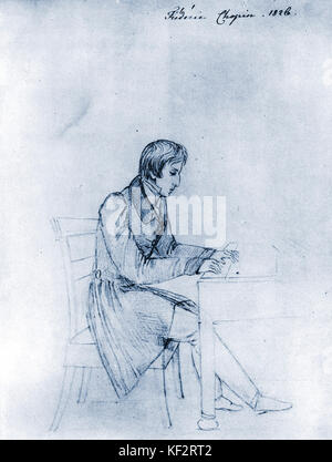 CHOPIN, Frederic 1826 am Klavier - von Eliza Radziwill, Chopin war an seinem polnischen Patron Radziwill in dieser Zeit. Der polnische Komponist (1810 - 1849) Stockfoto