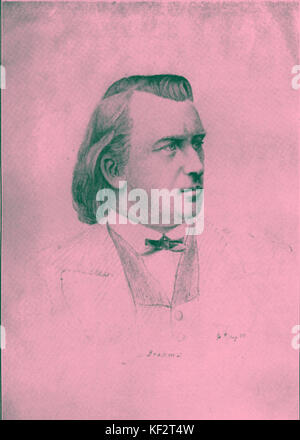 Johannes Brahms Zeichnung, c 1860 Deutscher Komponist (1833-1897). Stockfoto