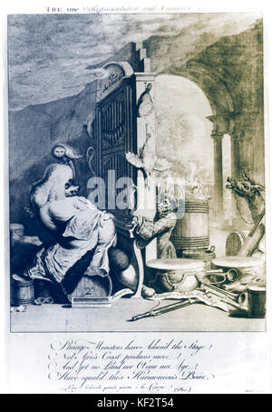 Georg Friedrich Händel - Karikatur der Deutschen (später Englisch) Komponist, C. 1730. Bildunterschrift lautet: "Der wahre Repräsentation und Charakter...'. GDH: 23. Februar 1685 - 14. April 1759. Stockfoto